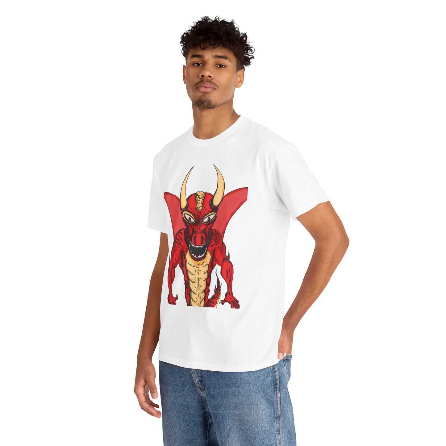 Bold Red Dragon Unisex Heavy Cotton Tee | Graphic Shirt for Anime Fans, Party Wear, Casual Outfit, Gift for Him/Her