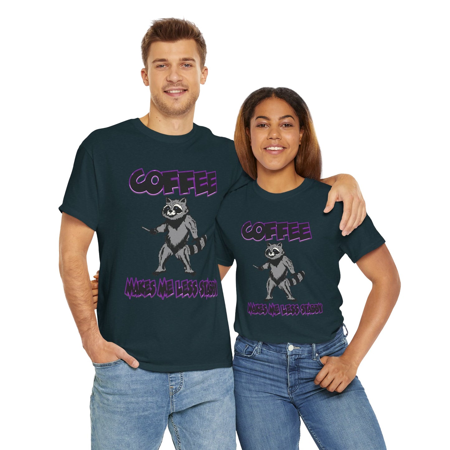 Funny Coffee Raccoon Unisex Heavy Cotton Tee