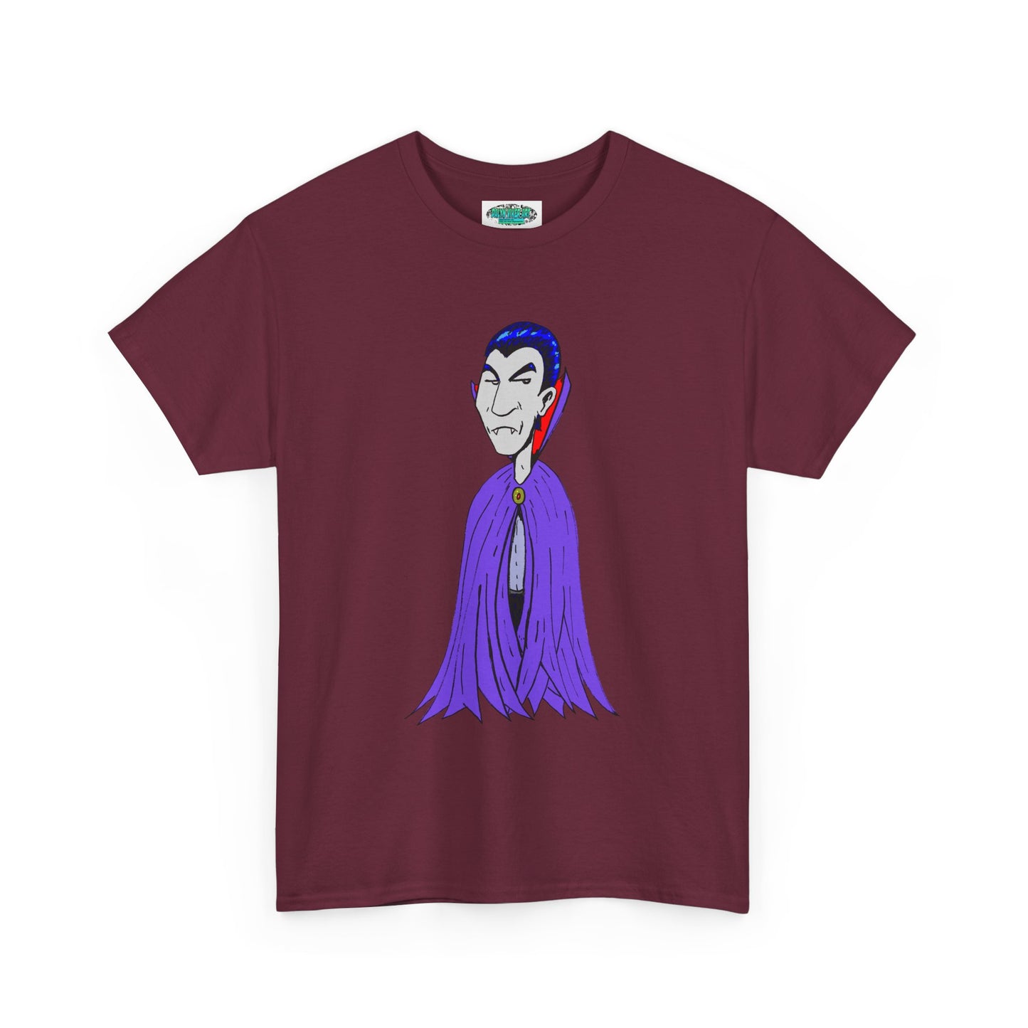 Vampire Cartoon Tee - Cute Purple Cloak Dracula Graphic T-Shirt