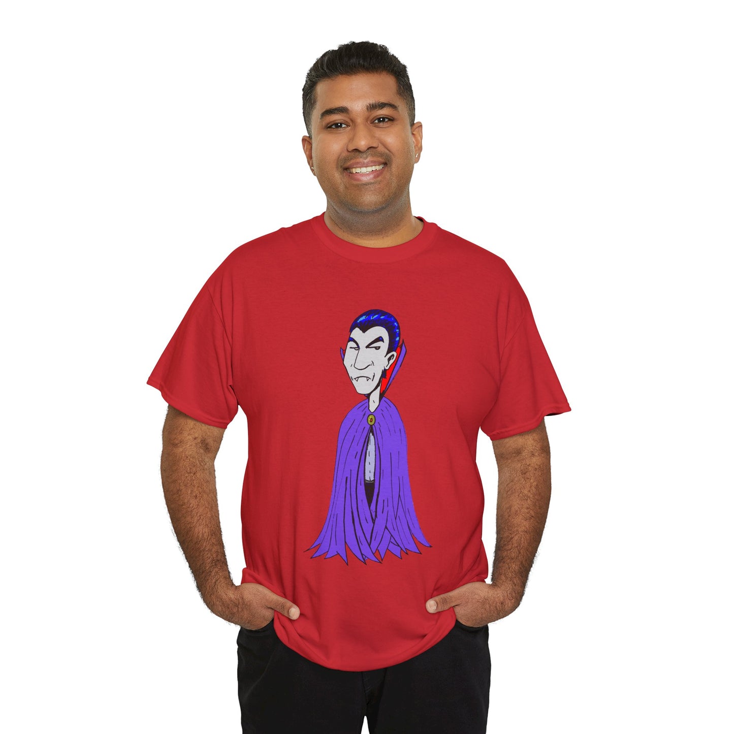 Vampire Cartoon Tee - Cute Purple Cloak Dracula Graphic T-Shirt