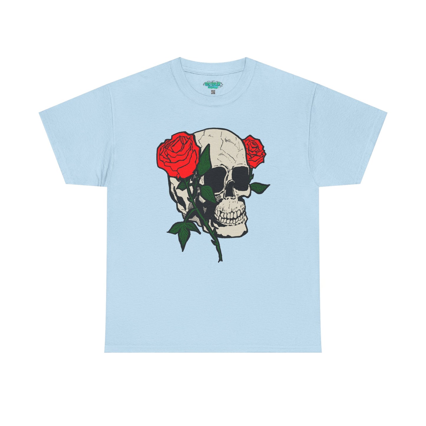 Skull & Roses Unisex Heavy Cotton Tee - Edgy Graphic T-Shirt for Casual Style