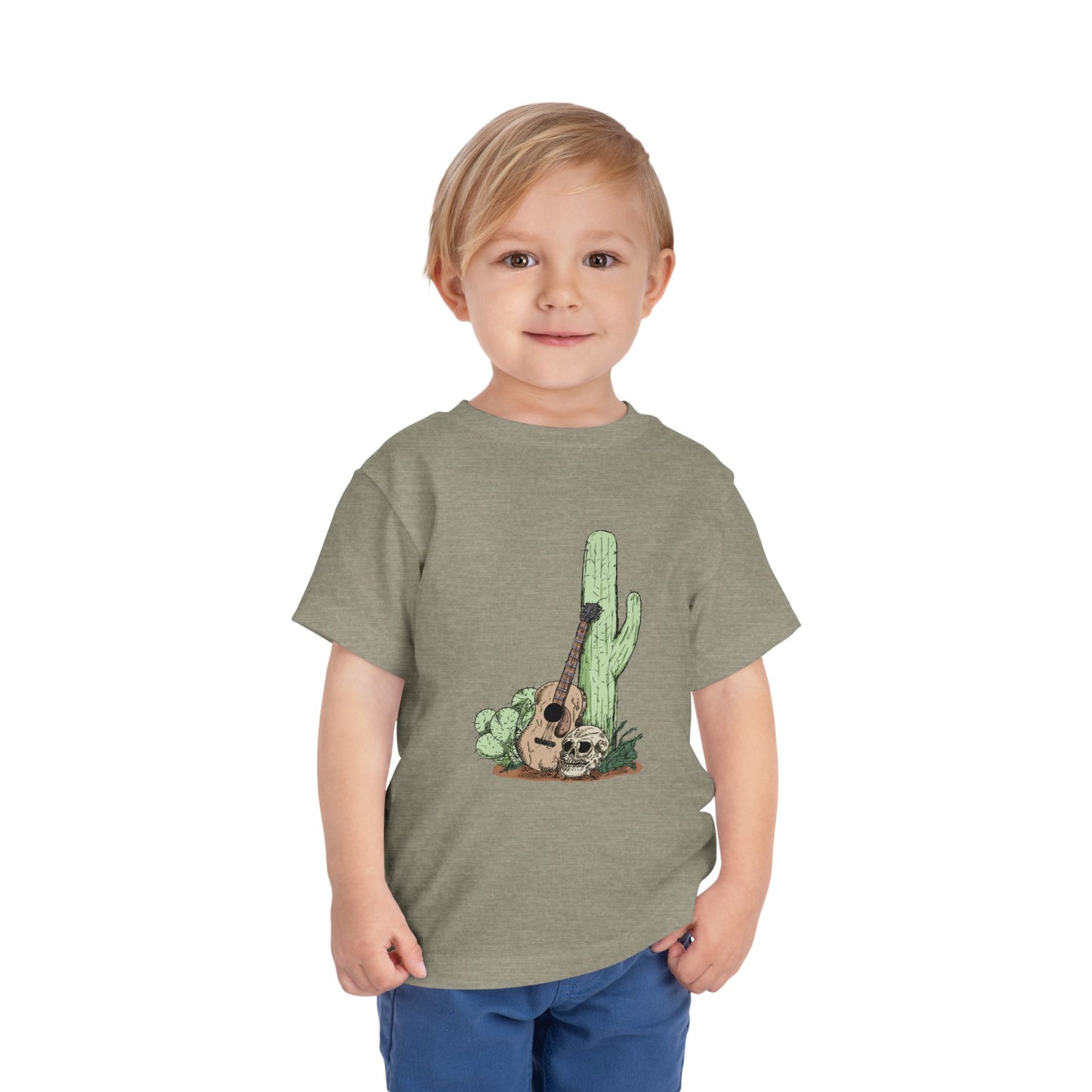 Toddler Tee — Desert Cactus with Guitar Graphic
