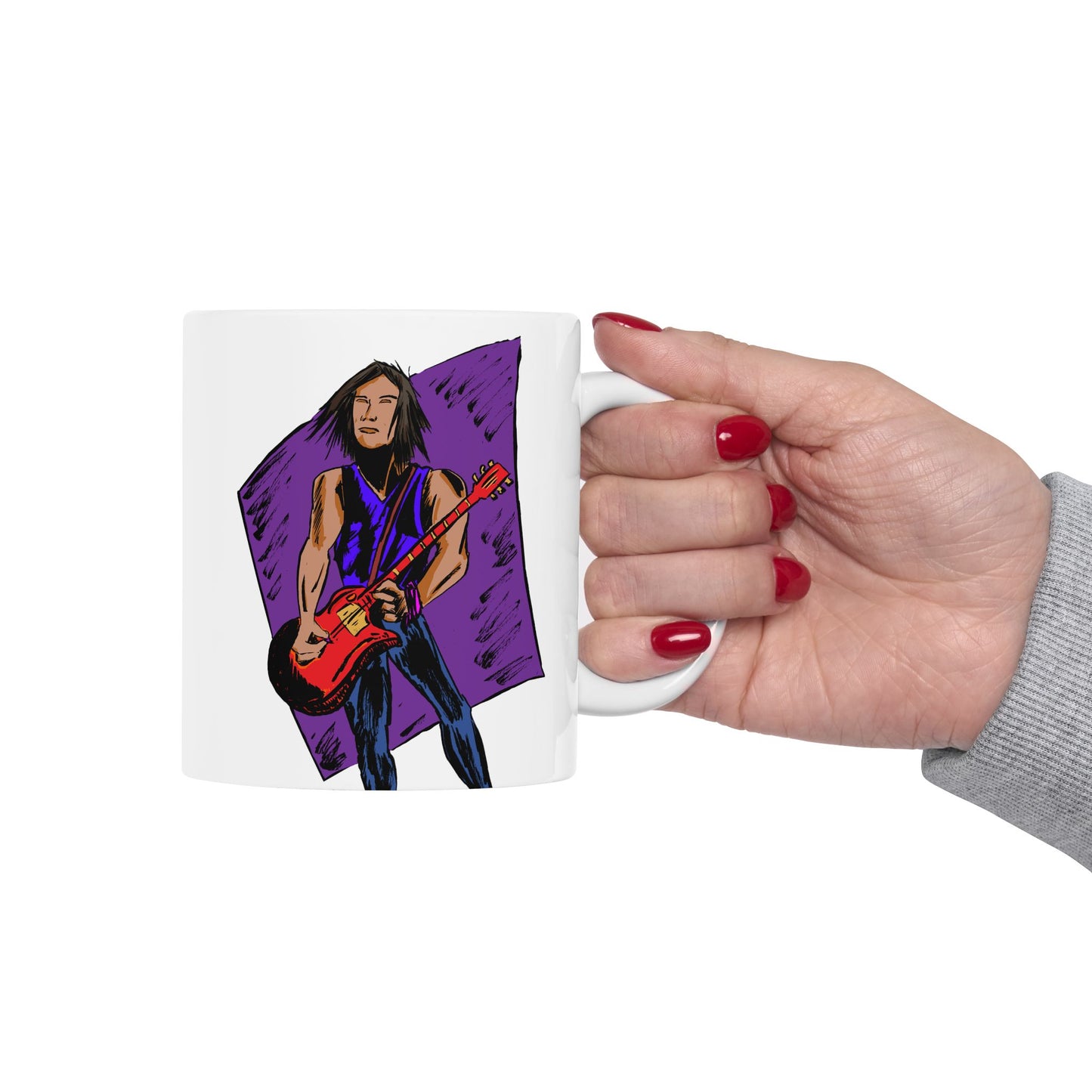 Ceramic Mug with Whimsical Rockstar Art, Unique Gift, Coffee Lover's Mug, Tea Time Essential, Colorful Drinkware