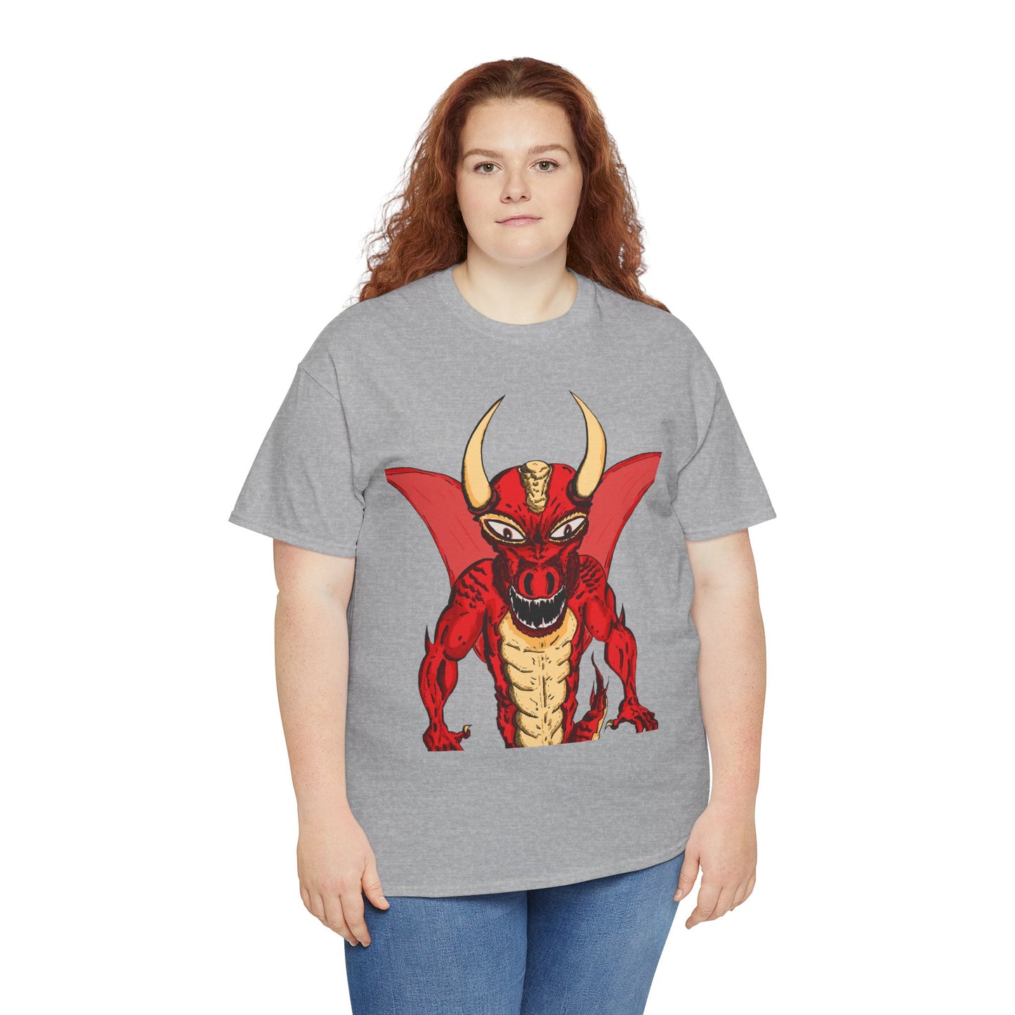 Bold Red Dragon Unisex Heavy Cotton Tee | Graphic Shirt for Anime Fans, Party Wear, Casual Outfit, Gift for Him/Her
