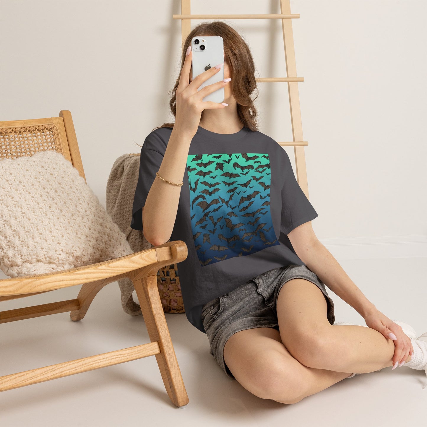 Bat Swarm Graphic Tee — Gradient Night Flight T-Shirt