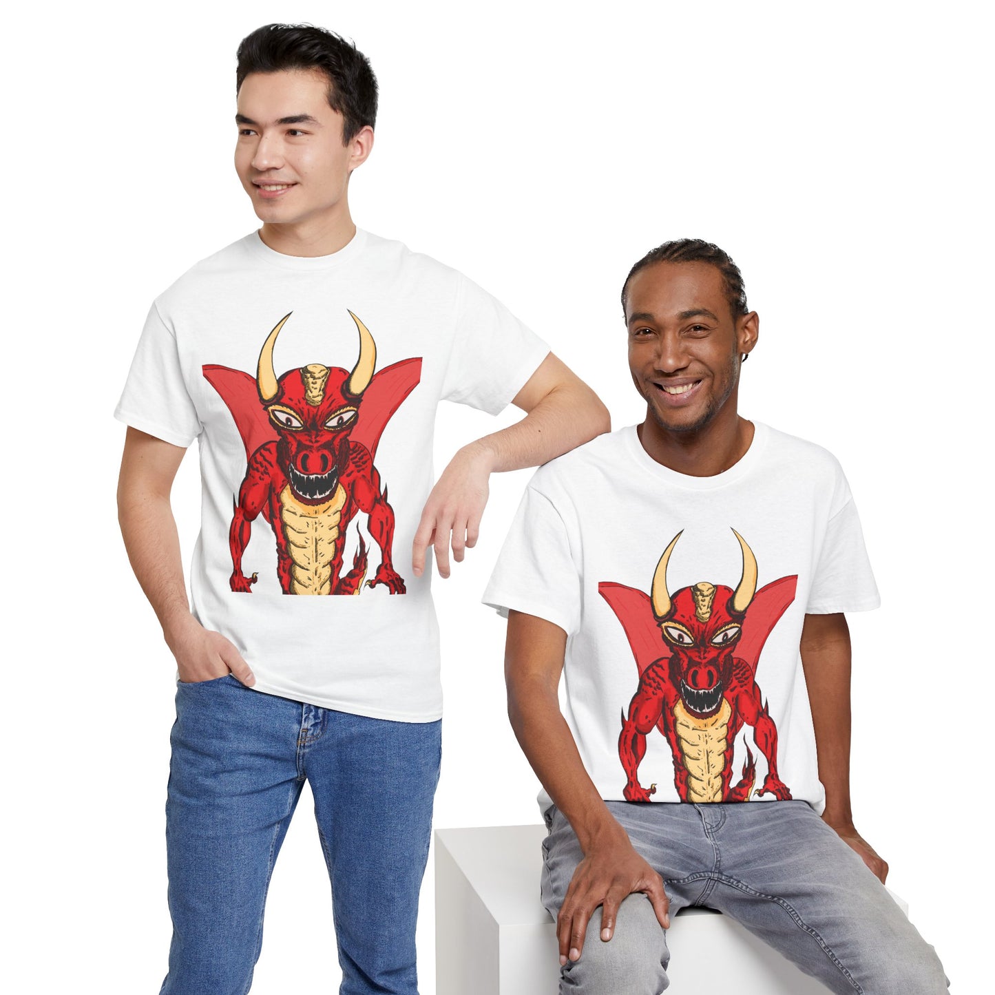 Bold Red Dragon Unisex Heavy Cotton Tee | Graphic Shirt for Anime Fans, Party Wear, Casual Outfit, Gift for Him/Her