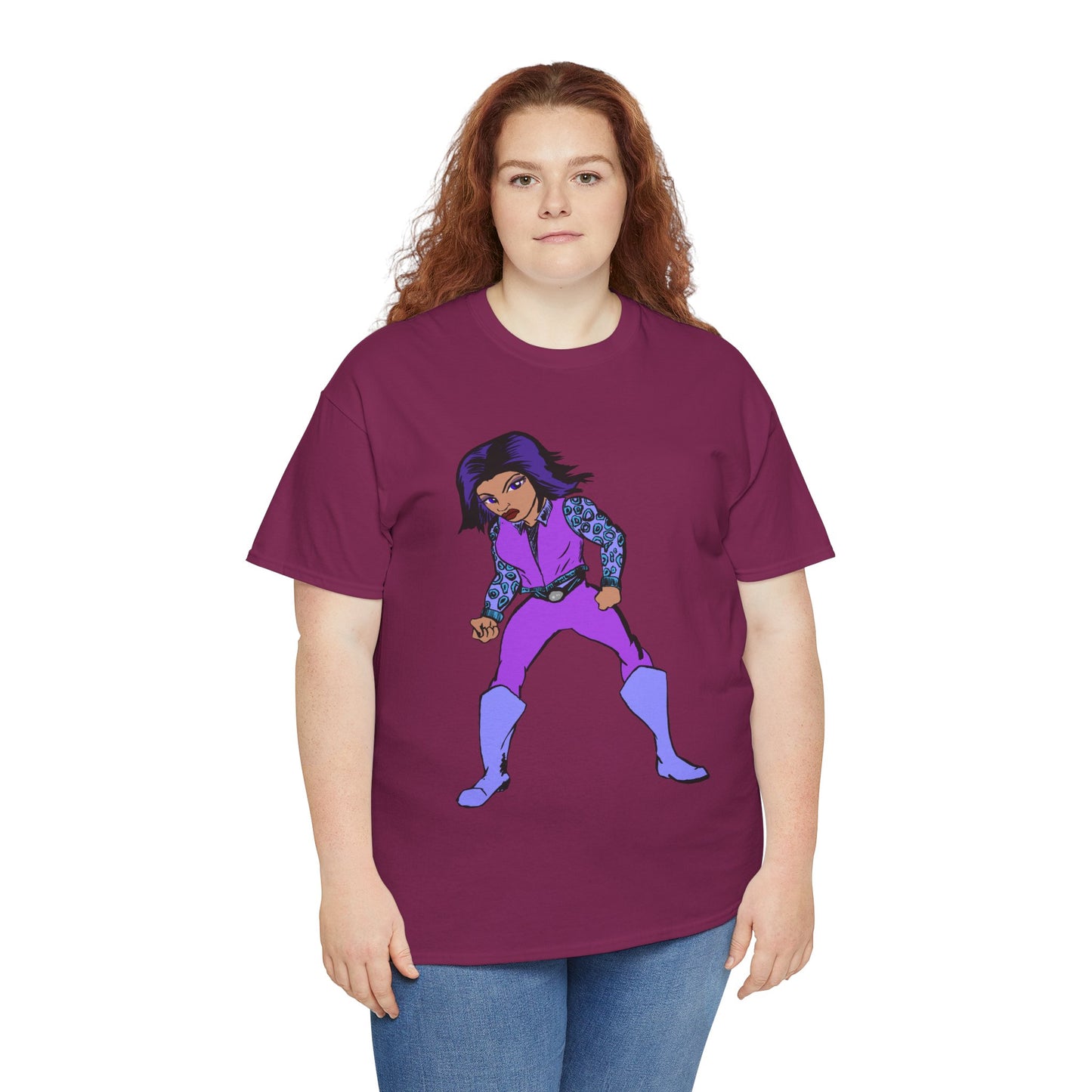 Retro Cartoon Hero Woman Character Unisex Heavy Cotton Tee, Vintage Graphic Tee, Fun T-Shirt, Gift for Fans, Casual Wear, Everyday Tee