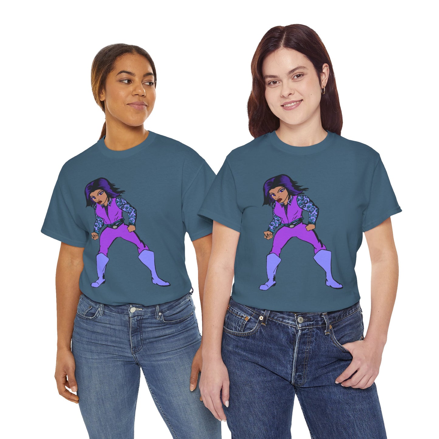 Retro Cartoon Hero Woman Character Unisex Heavy Cotton Tee, Vintage Graphic Tee, Fun T-Shirt, Gift for Fans, Casual Wear, Everyday Tee