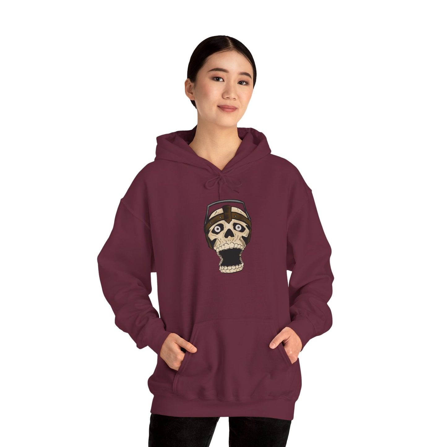 Screaming Skull Graphic Hoodie, Unisex Heavy Blend Sweatshirt, Cozy Casual Wear, Gift for Halloween, Unique October Fashion, Everyday Comfort