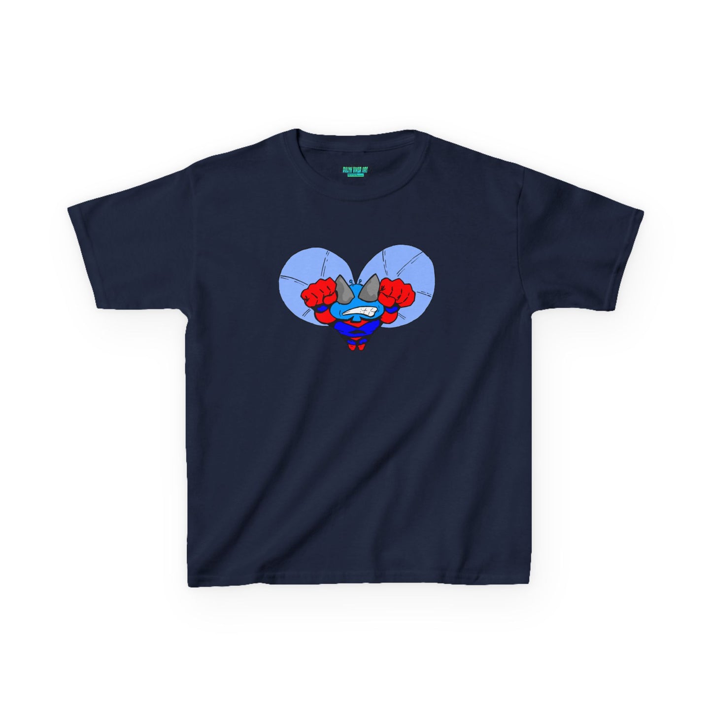 Astro-Fly Kids Superhero T‑Shirt — Cute Blue Hero Design