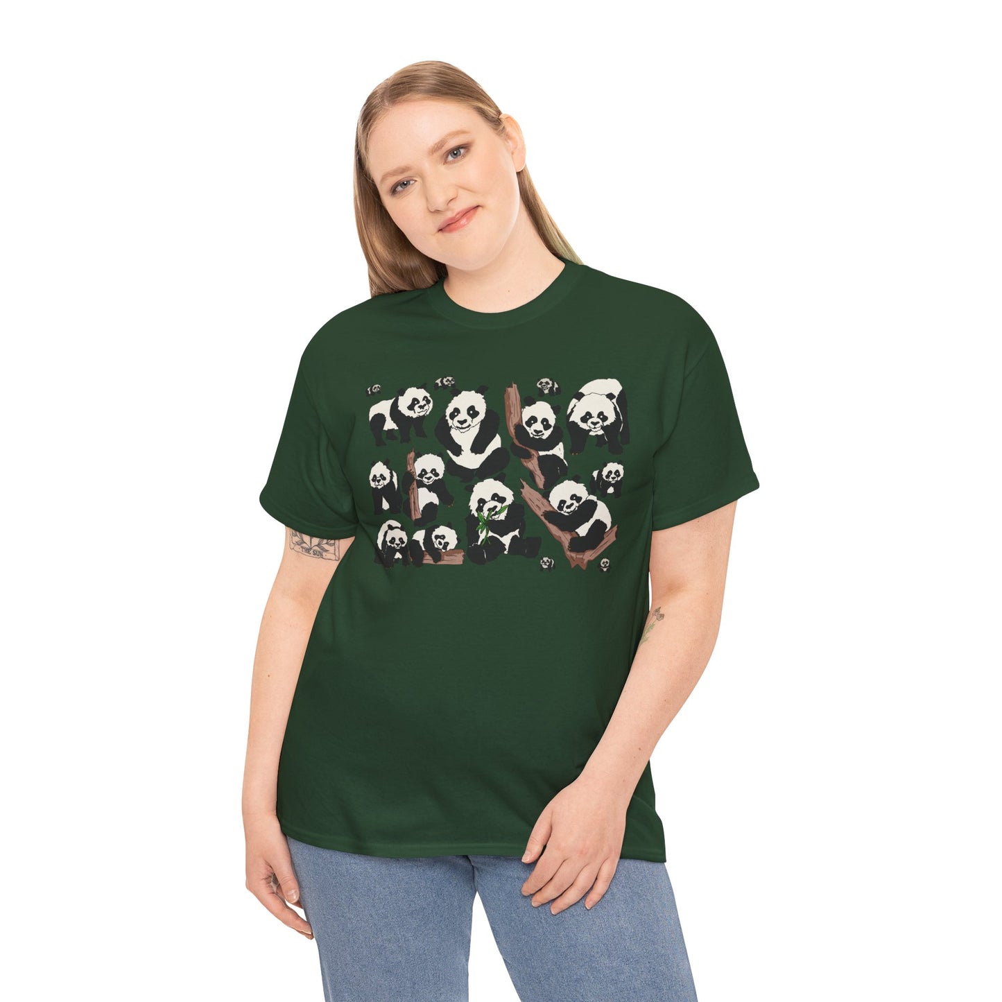 Cute Panda Design Unisex Heavy Cotton Tee | Animal Lover Gift, Casual Wear, Eco-Friendly Apparel, Nature Enthusiast Clothing