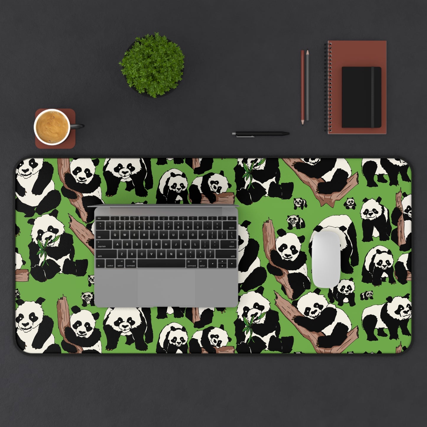 Whimsical Panda Desk Mat | Cute Office Decor, Gift for Animal Lovers, Gamer Mouse Pad, Nature Inspired Workspace