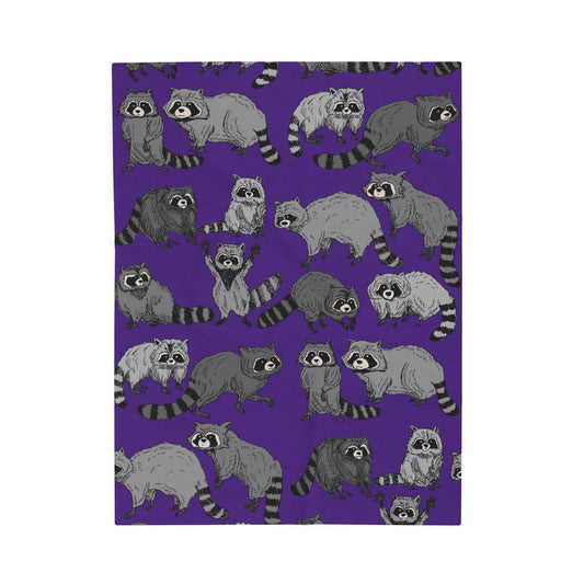 Raccoon Pattern Velveteen Plush Blanket — Soft Cozy Throw for Kids & Animal Lovers