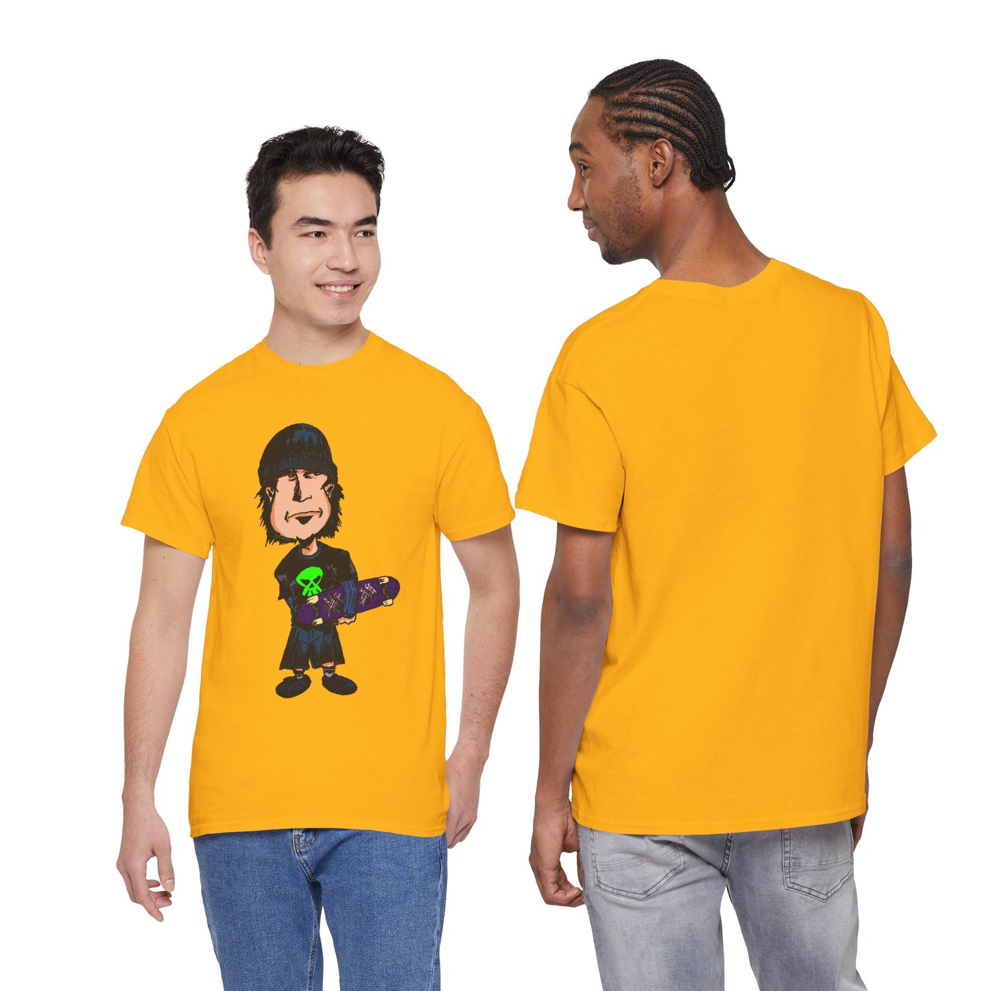 Rude Skater Dude - Skate Punk Cartoon Tee – Boy with Skateboard Graphic Shirt