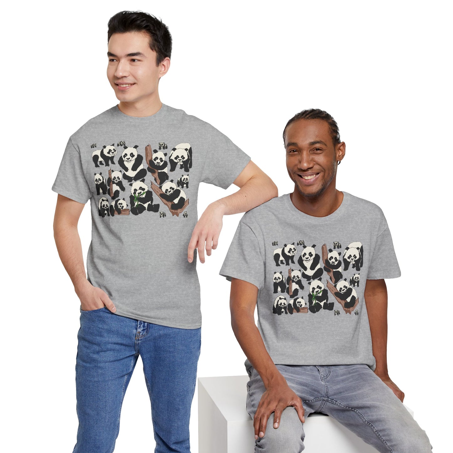 Cute Panda Design Unisex Heavy Cotton Tee | Animal Lover Gift, Casual Wear, Eco-Friendly Apparel, Nature Enthusiast Clothing