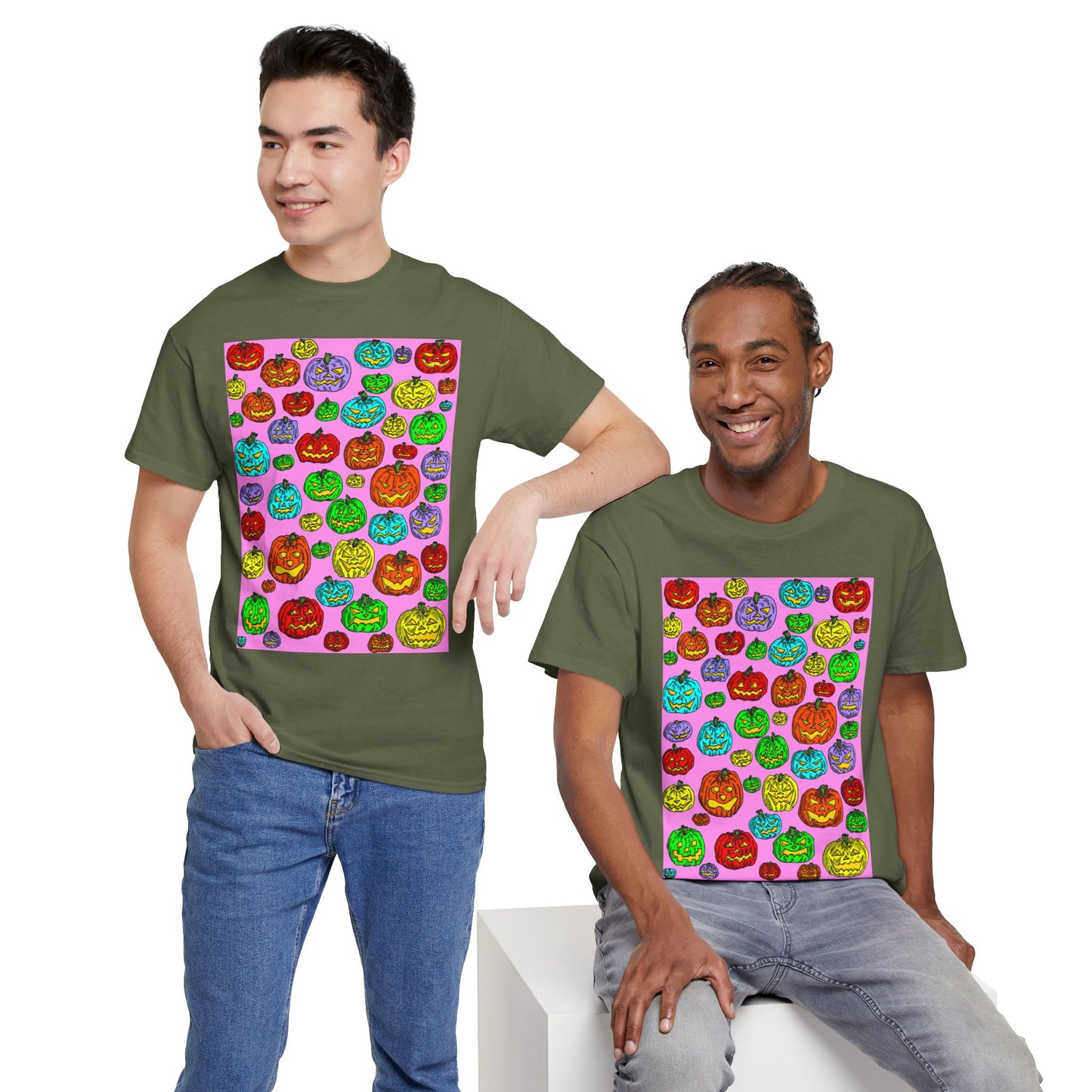 Colorful Pumpkin Graphic Tee, Unisex Cotton T-Shirt, Halloween Costume, Fall Apparel, Trendy Graphic Shirt, Casual Wear