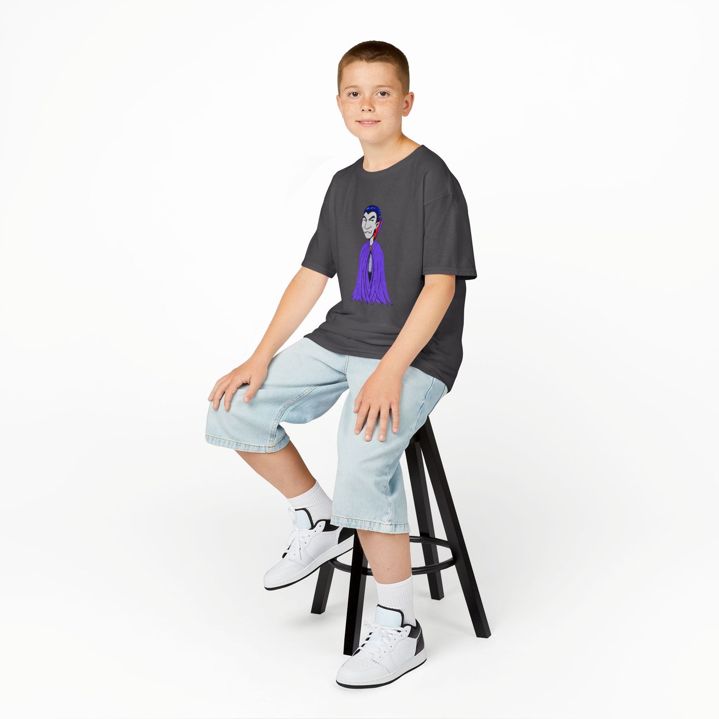 Kids Vampire T-Shirt — Cute Purple Dracula Tee for Halloween
