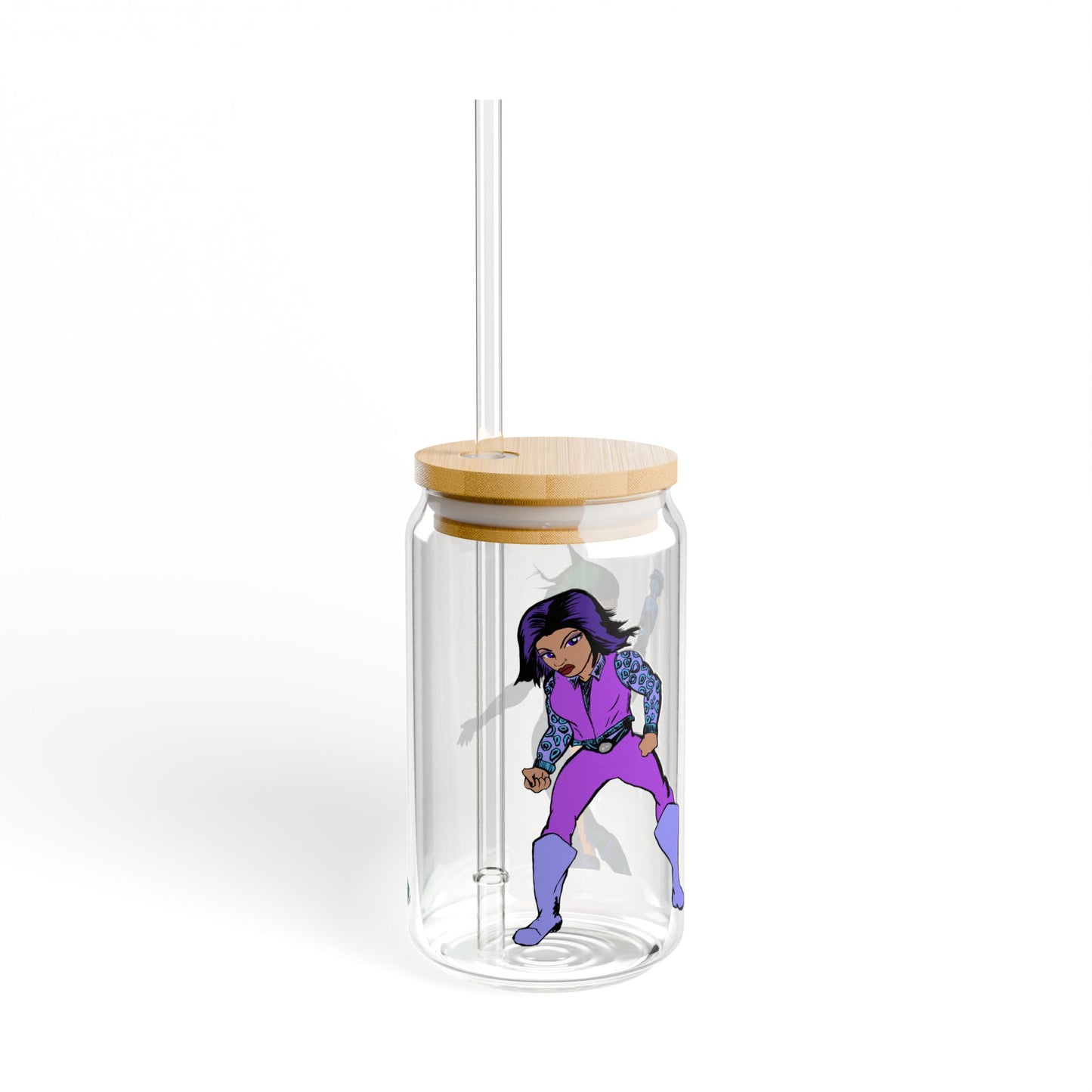 Women Heroes Cartoon Sipper Glass - Eco-Friendly Drinkware, Fun Hydration, Unique Gifts, Party Favor, Character Theme