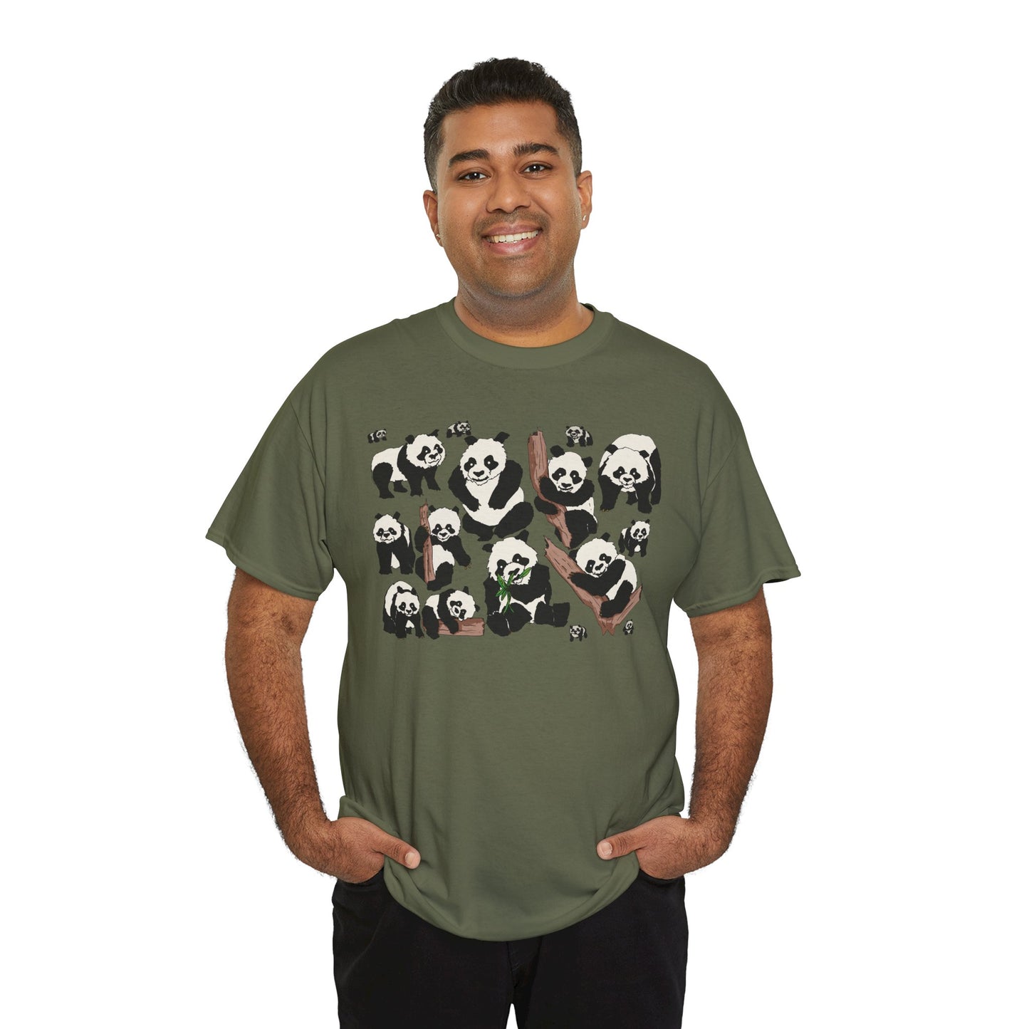 Cute Panda Design Unisex Heavy Cotton Tee | Animal Lover Gift, Casual Wear, Eco-Friendly Apparel, Nature Enthusiast Clothing