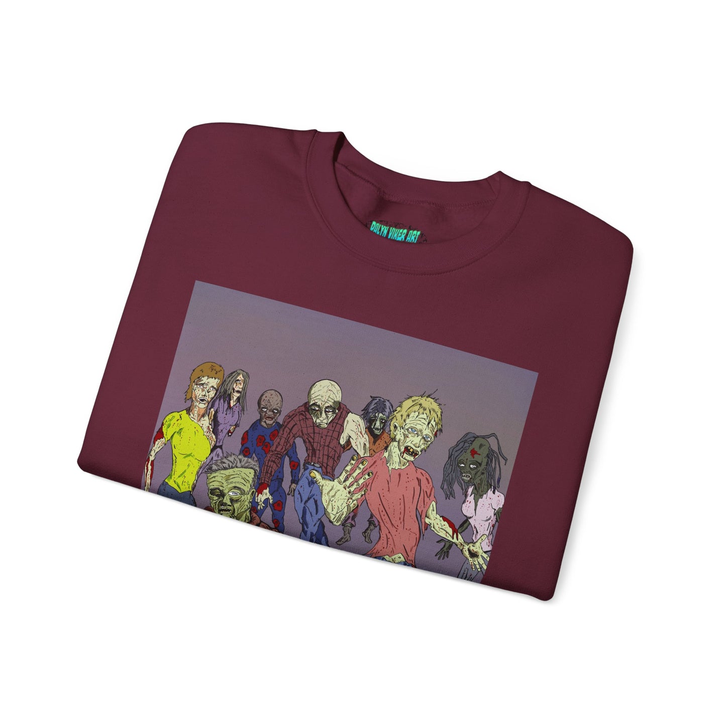 Zombie-Themed Unisex Crewneck Sweatshirt - Perfect for Halloween and Horror Lovers