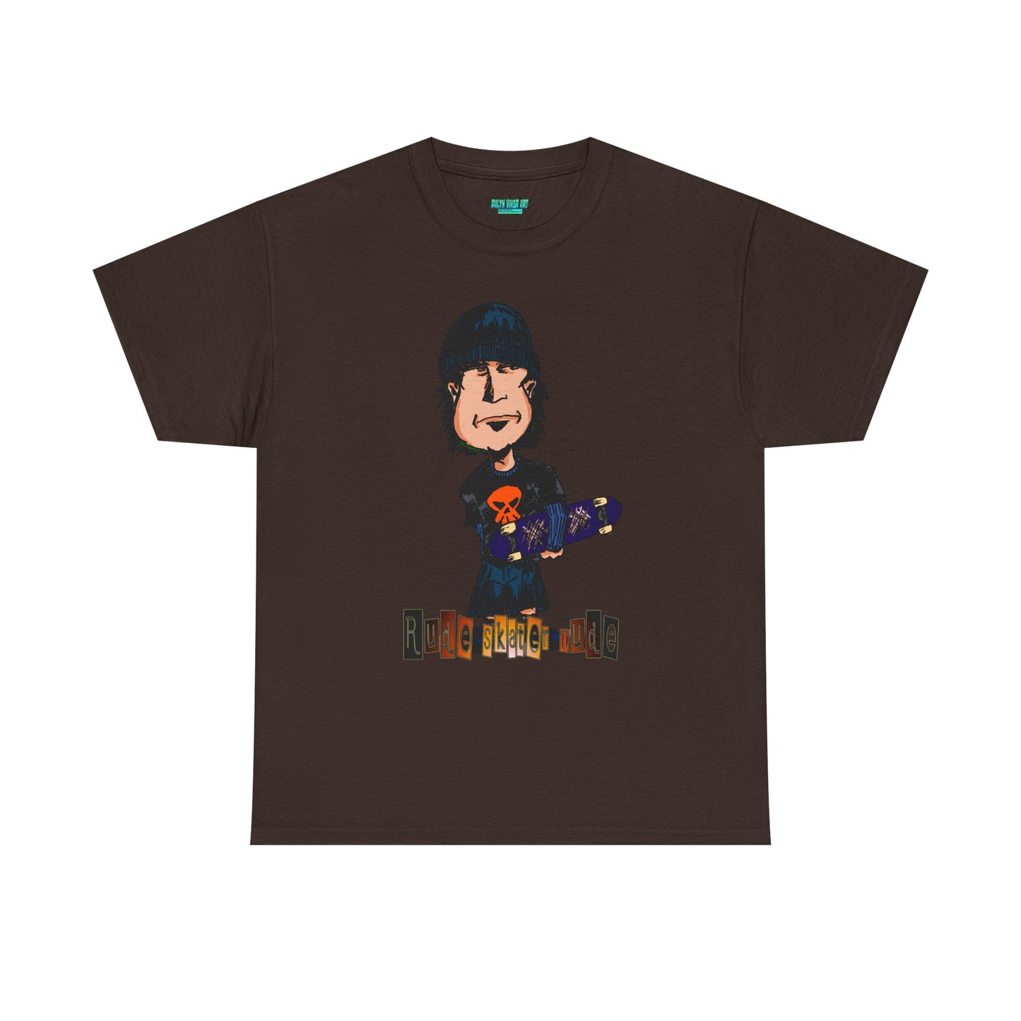 Rude Skater Dude Cartoon Skate Punk T-Shirt — Skateboarding Tee with Skull Design