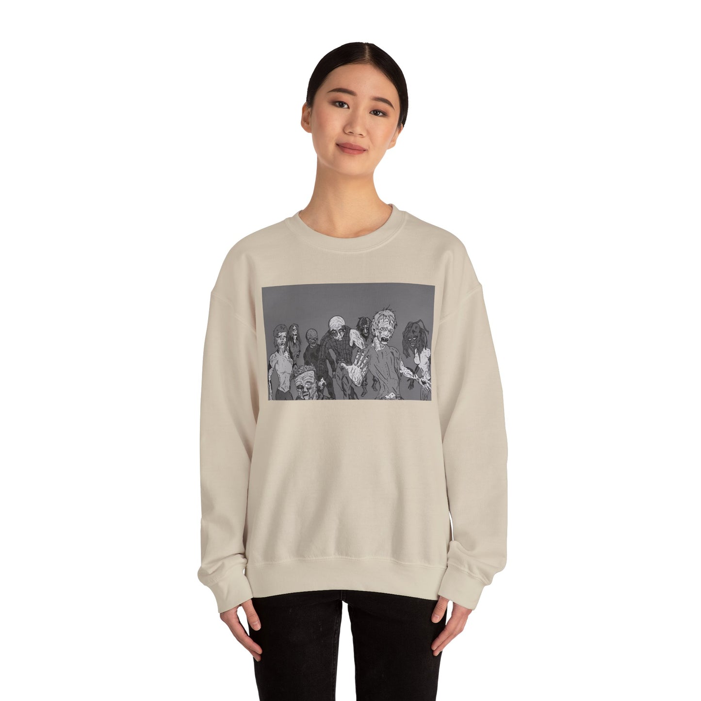 Vintage Zombie Horror Crewneck Sweatshirt - Unisex Heavy Blend™