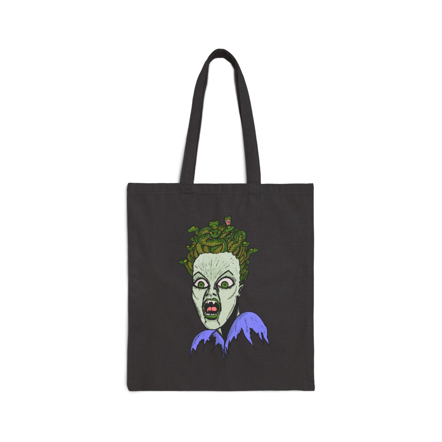 Tote Bag - Green Ghoulish Medusa Face Halloween Canvas Tote