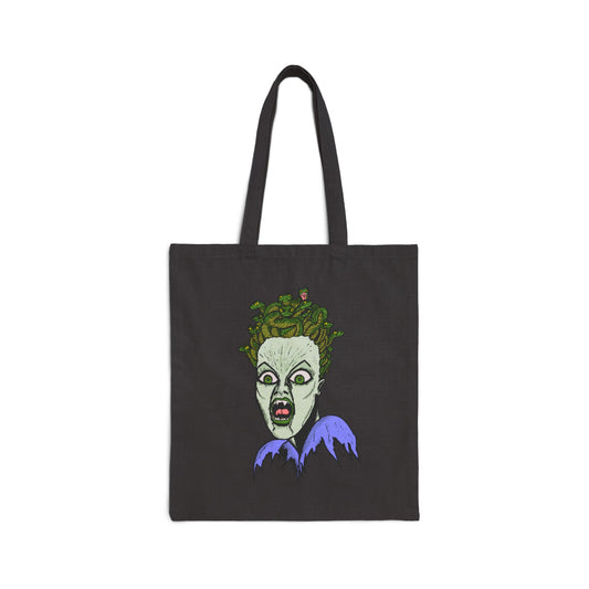 Tote Bag - Green Ghoulish Medusa Face Halloween Canvas Tote