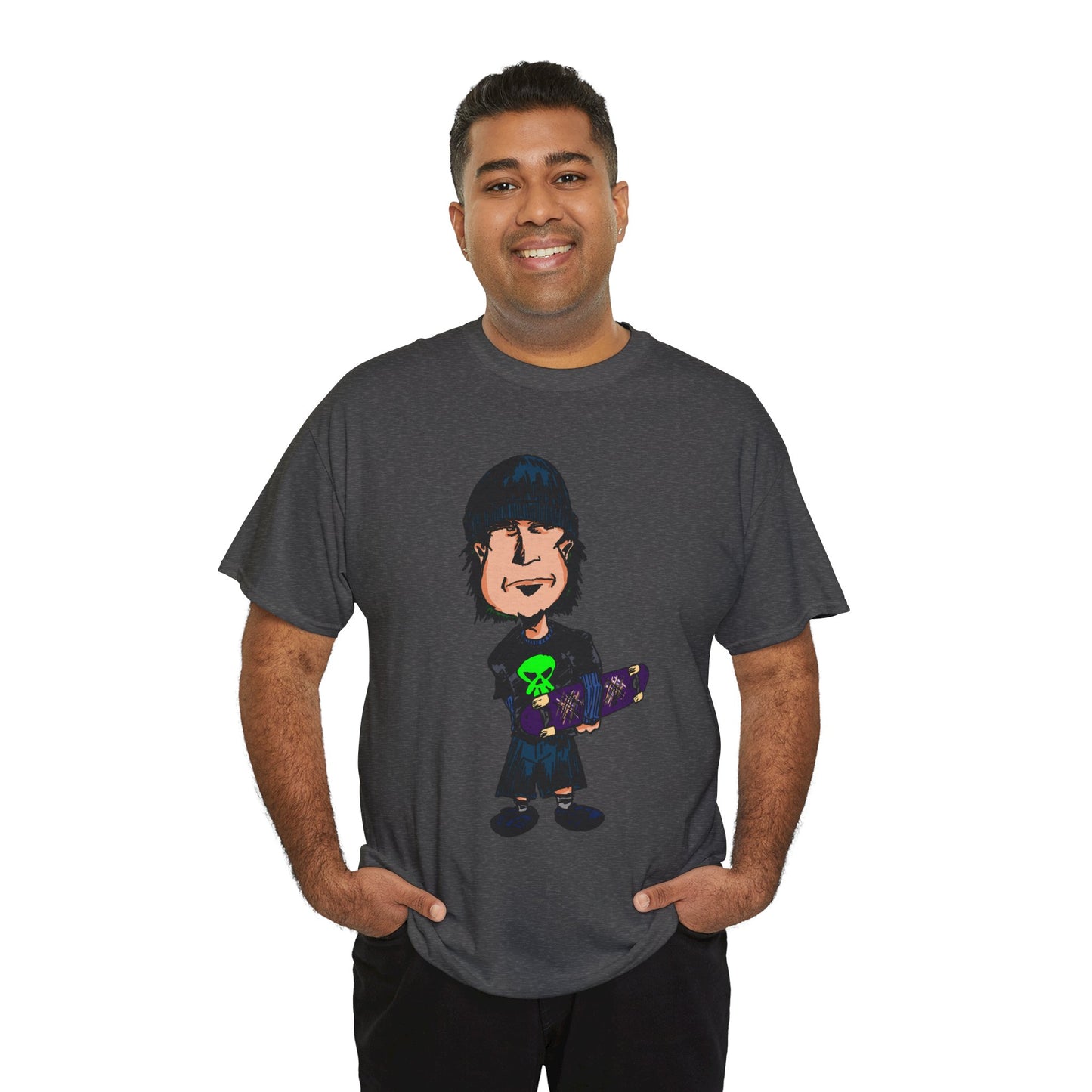 Rude Skater Dude - Skate Punk Cartoon Tee – Boy with Skateboard Graphic Shirt