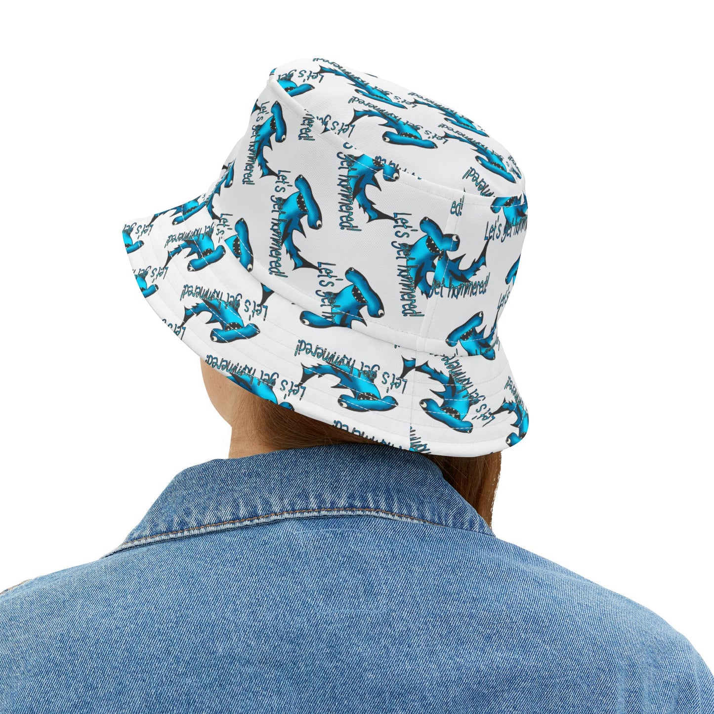 Bucket Hat - Let's Get Hammered Shark Drinking Crunk Design
