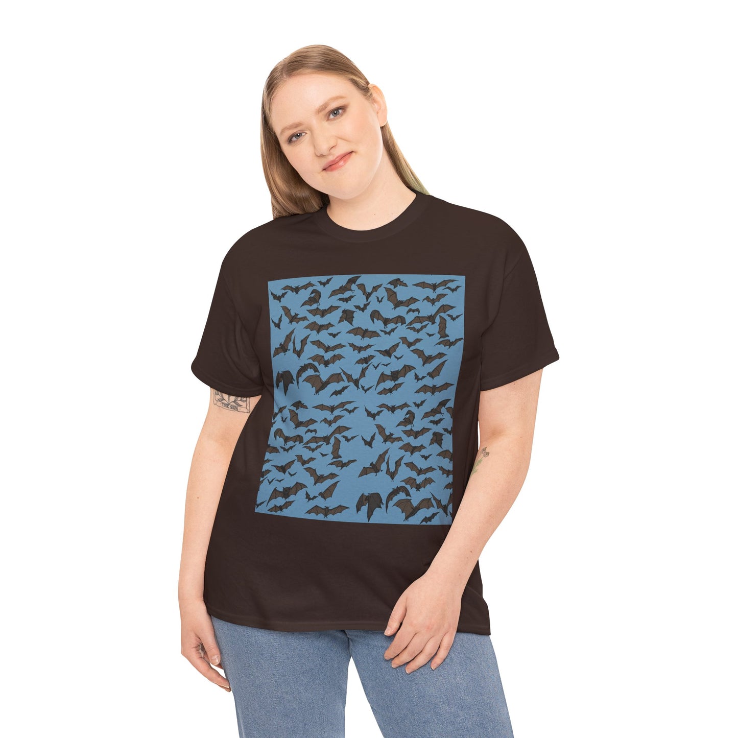Unisex Bat Print Cotton Tee, Casual Graphic Tee, Halloween Apparel, Unique Gift for Animal Lovers, Stylish Everyday Wear