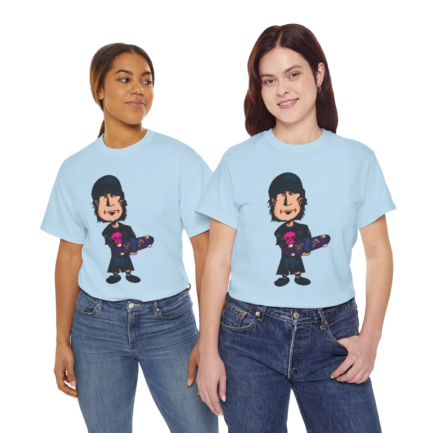 Rude Skater Dude - Skate Punk - Skater Kid Cartoon T‑Shirt — Cute Skateboarder Graphic Tee