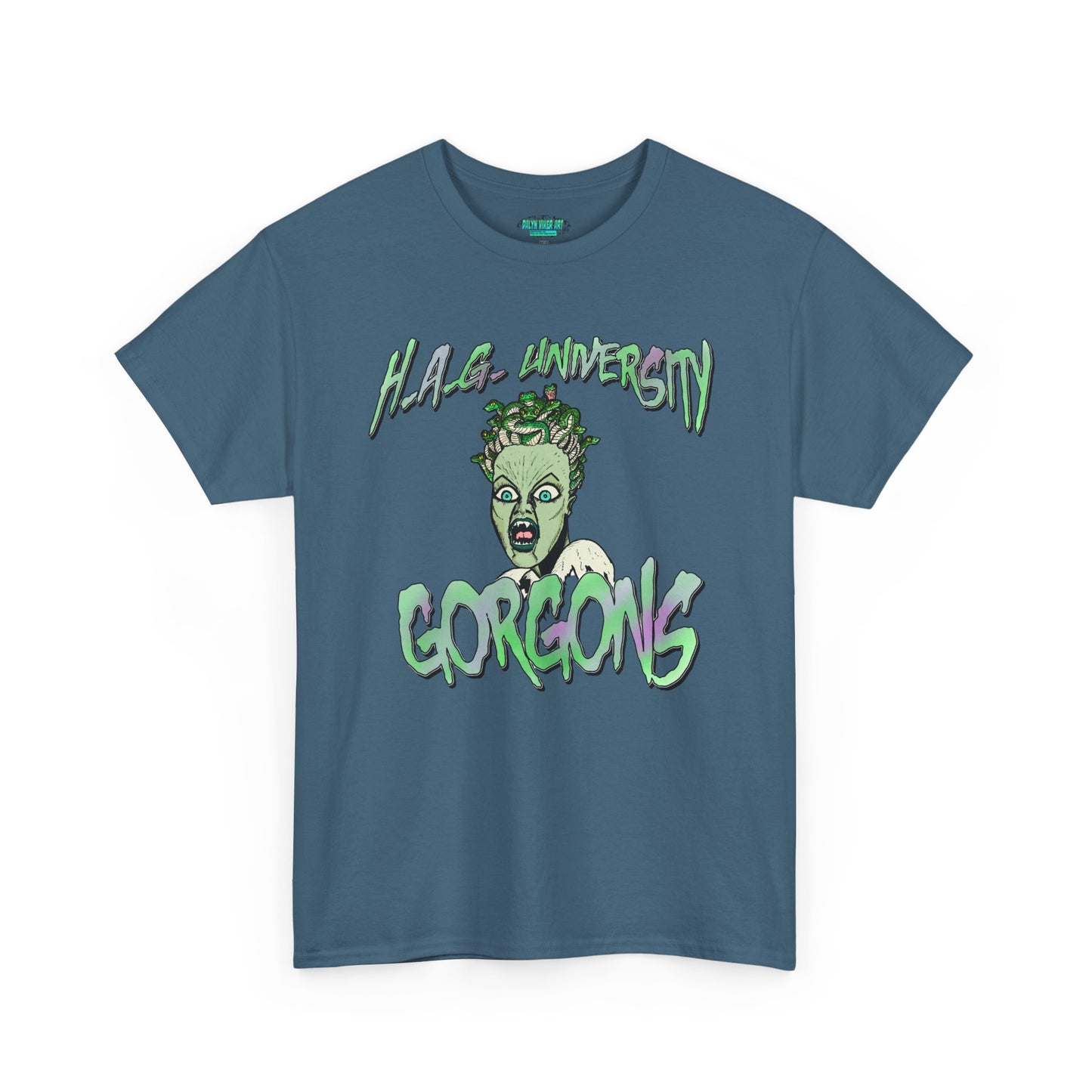 H.A.G. University Gorgons Unisex Heavy Cotton Tee - Spooky & Fun Graphic T-Shirt