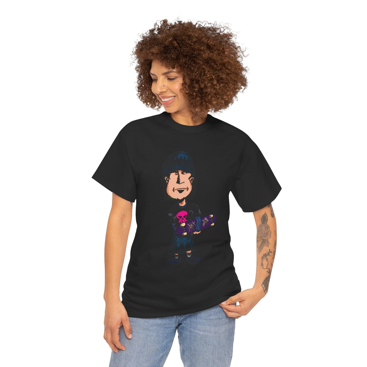 Rude Skater Dude - Skate Punk - Skater Kid Cartoon T‑Shirt — Cute Skateboarder Graphic Tee