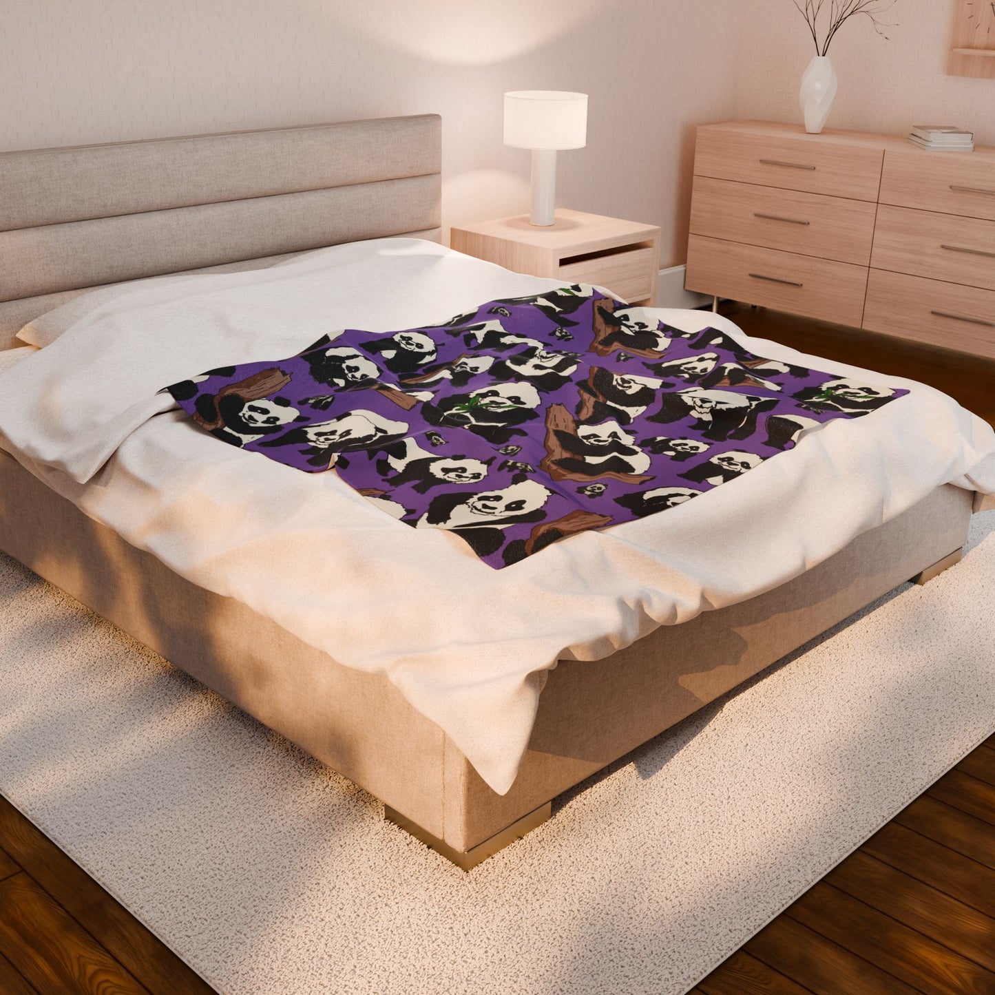Cozy Panda Velveteen Plush Blanket, Soft Throw for Kids, Cute Animal Decor, Gift for Nature Lovers, Snuggle Up on Cold Nights