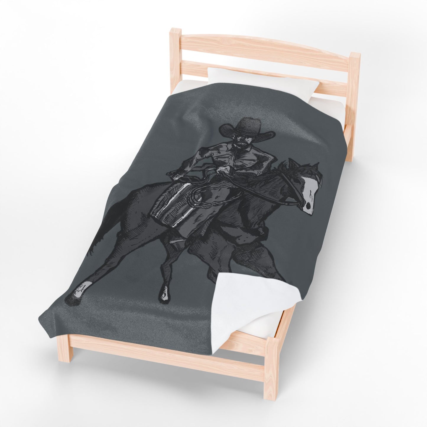 Cowboy Horse Velveteen Plush Blanket – Western Rodeo Throw for Horse Lovers