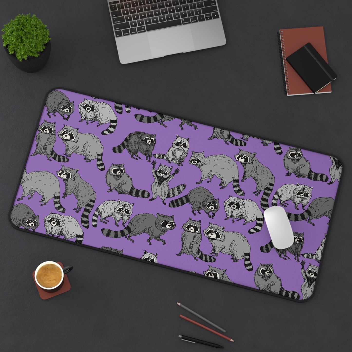 Whimsical Raccoon Desk Mat - Fun Office Decor, Gamer Pad, Animal Lover Gift, Cat-Themed Workspace, Cute Mouse Pad