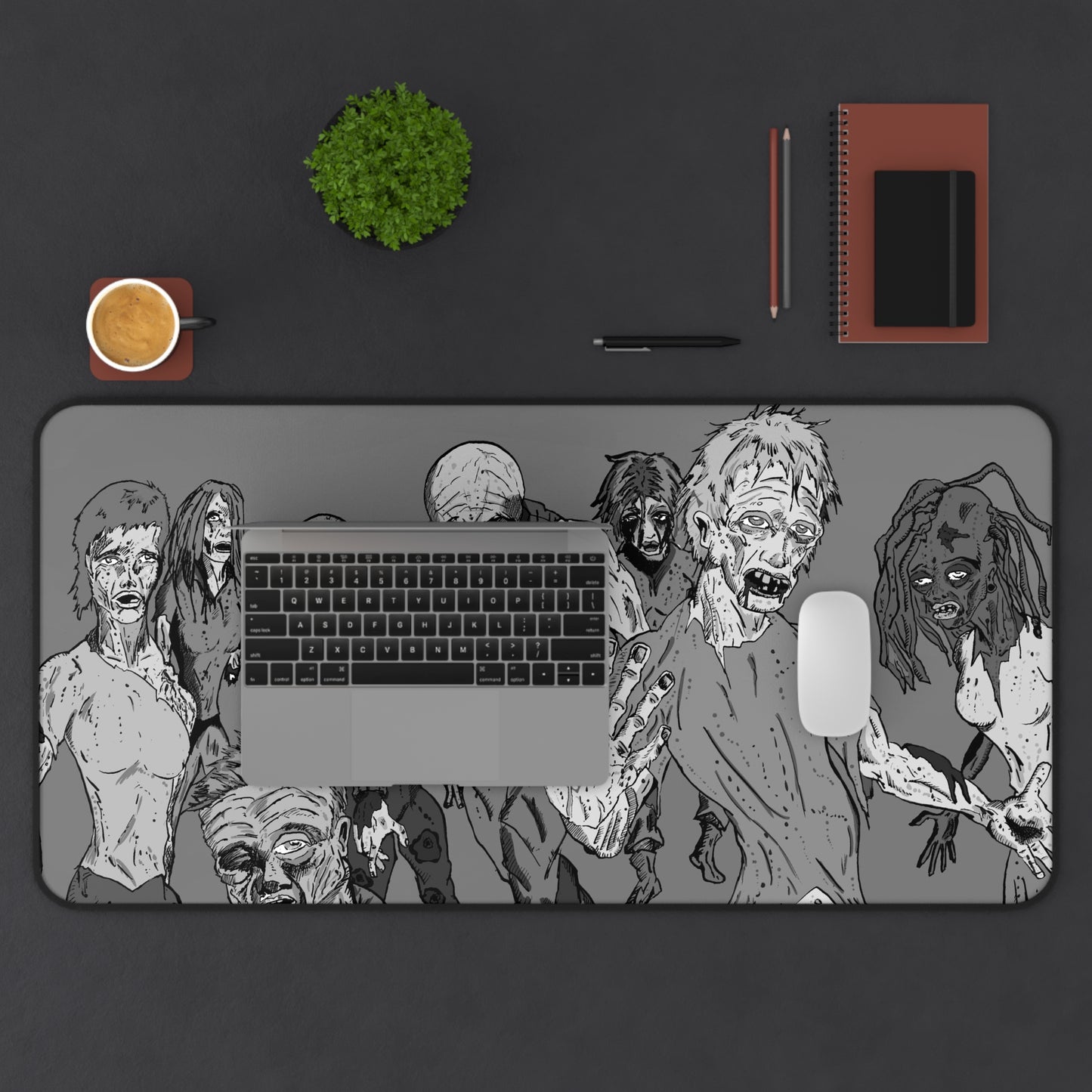 Zombie Incursion - Black & White Remix - Desk Mat