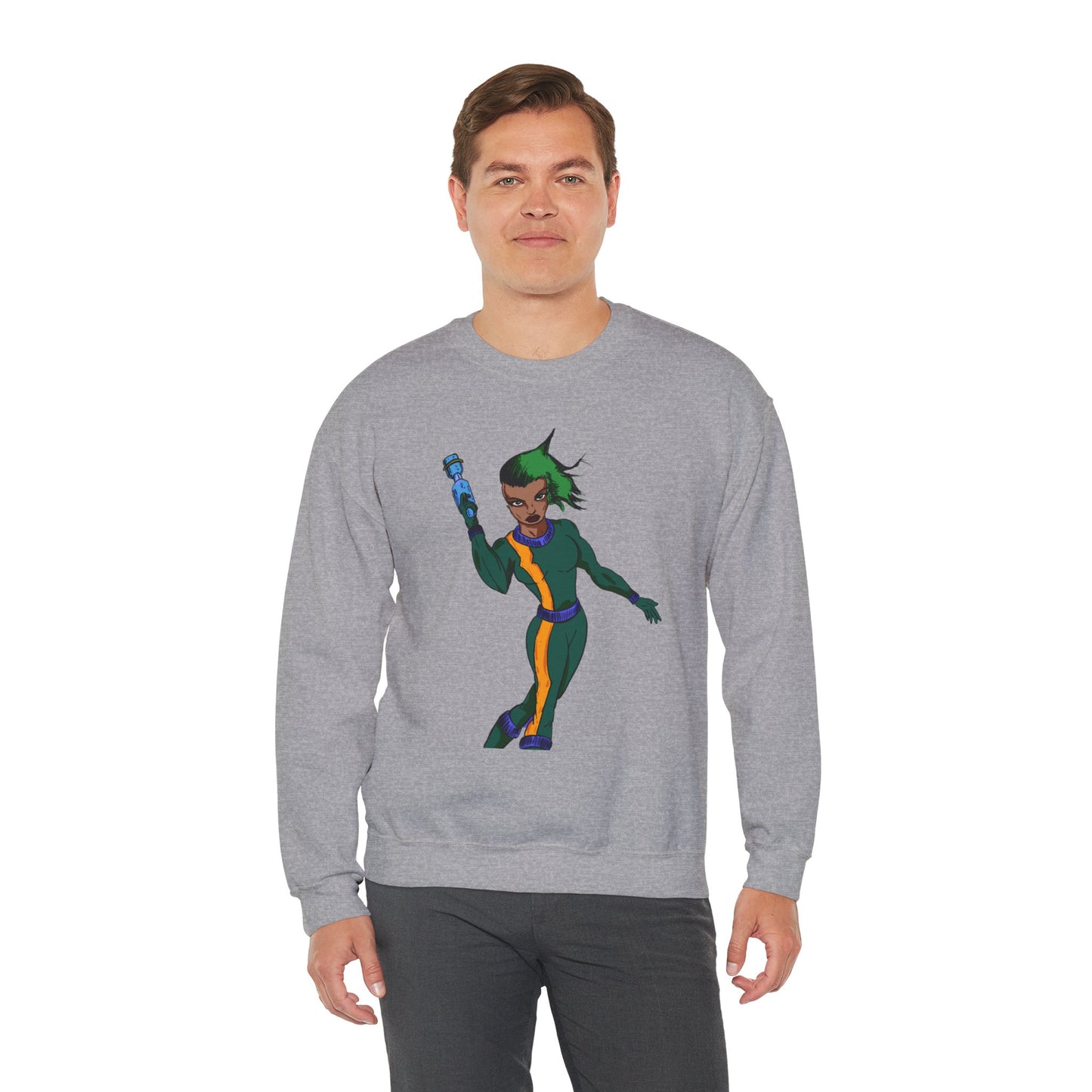 Heroic Vibes Crewneck Sweatshirt with Bold Design