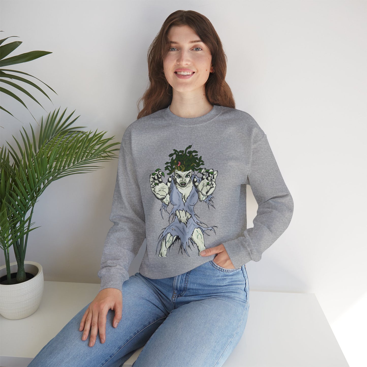 Medusa Inspired Unisex Heavy Blend Crewneck Sweatshirt