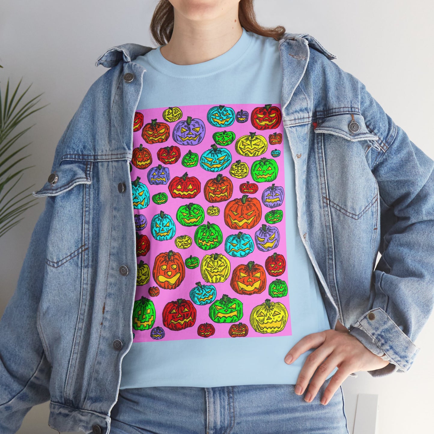 Colorful Pumpkin Graphic Tee, Unisex Cotton T-Shirt, Halloween Costume, Fall Apparel, Trendy Graphic Shirt, Casual Wear