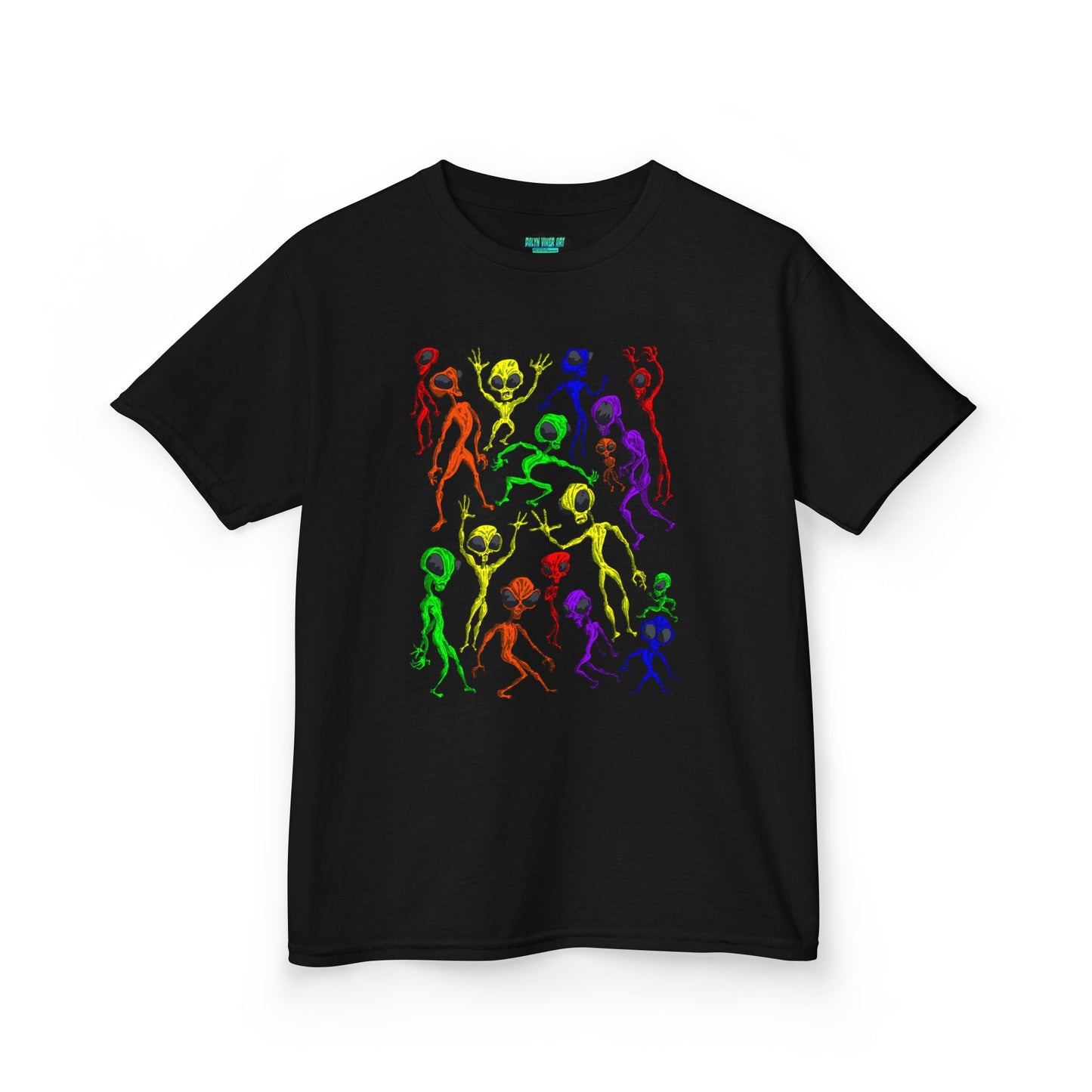 Colorful Alien Dance Party Kids Tee, Fun Graphic T-Shirt, Youth Summer Apparel, Gift for Young Dancers, Birthday Party Outfit, Festival Wear