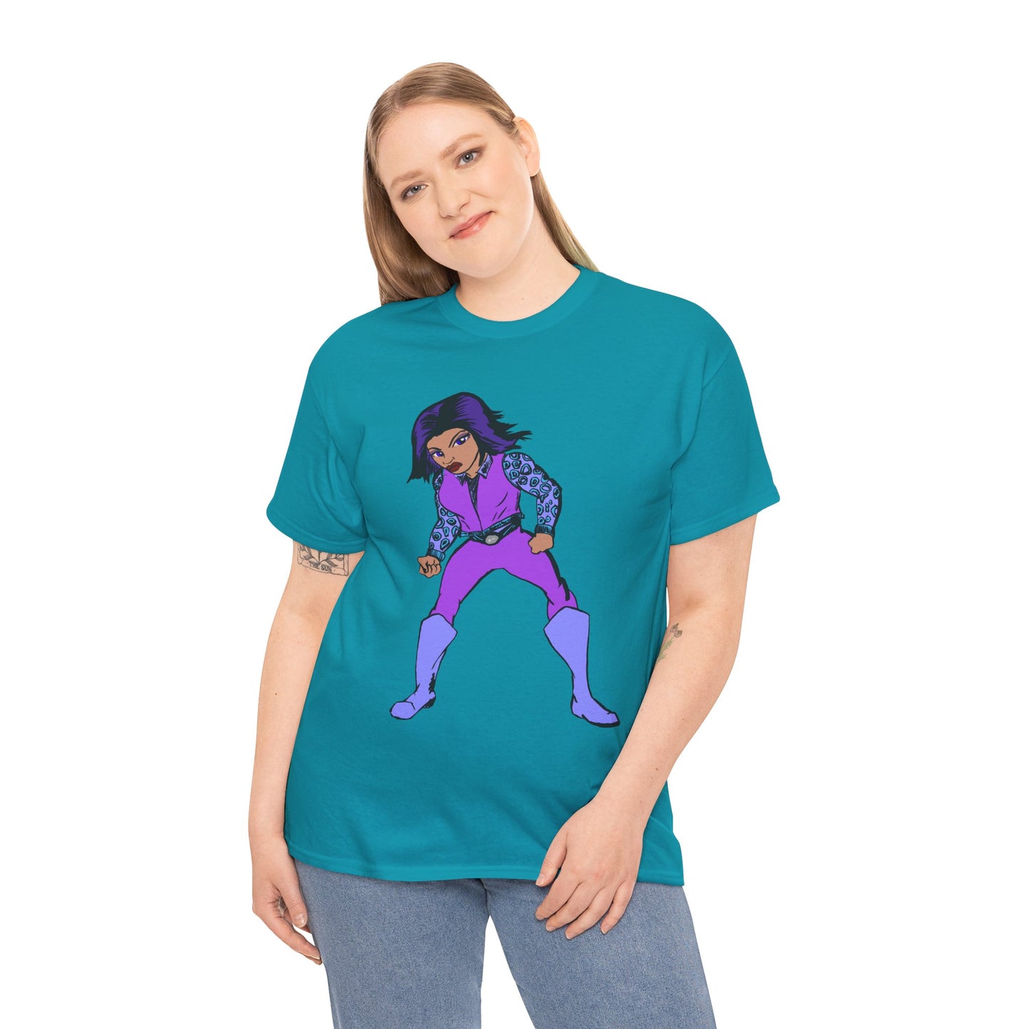 Retro Cartoon Hero Woman Character Unisex Heavy Cotton Tee, Vintage Graphic Tee, Fun T-Shirt, Gift for Fans, Casual Wear, Everyday Tee