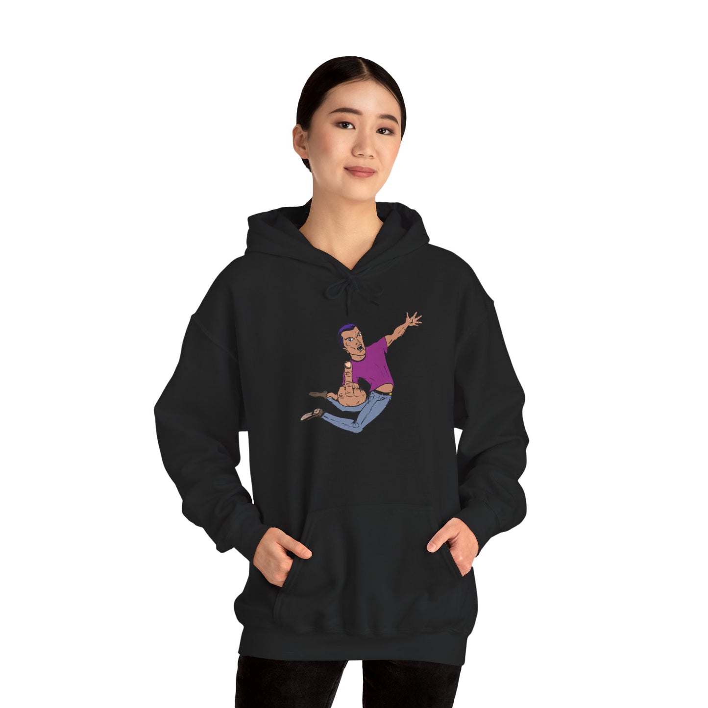 Funny Flying Eff Unisex Hooded Sweatshirt with Cartoon Design, Casual Hoodie, Gift for Friends, Birthday Gift, Loungewear