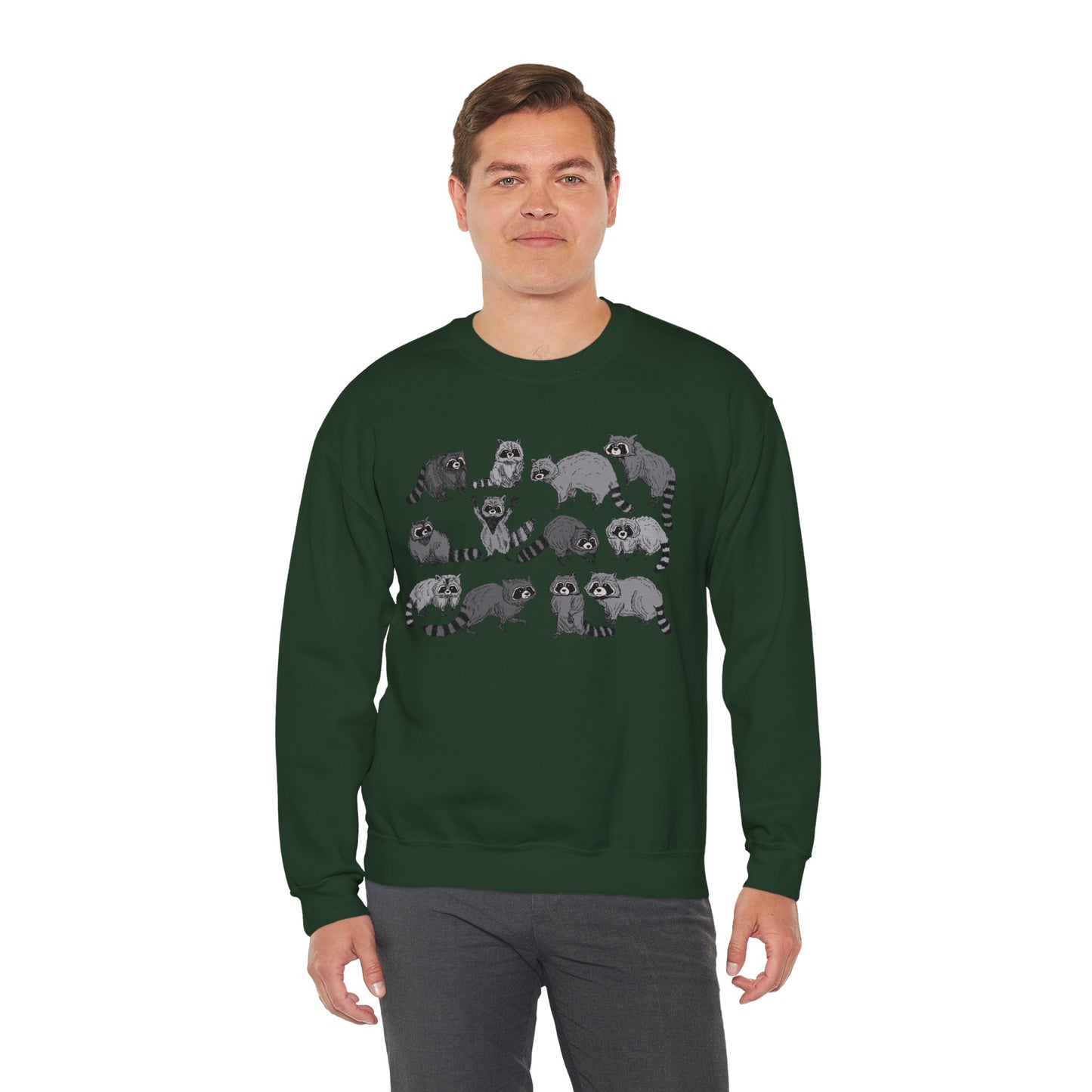 Playful Raccoon Crewneck Sweatshirt - Unisex Heavy Blend