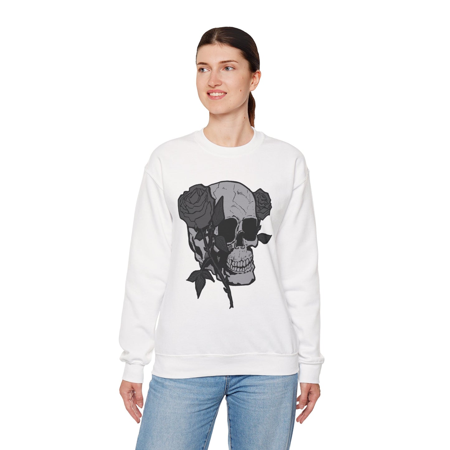 Skull and Roses Crewneck Sweatshirt - Unisex Heavy Blend™