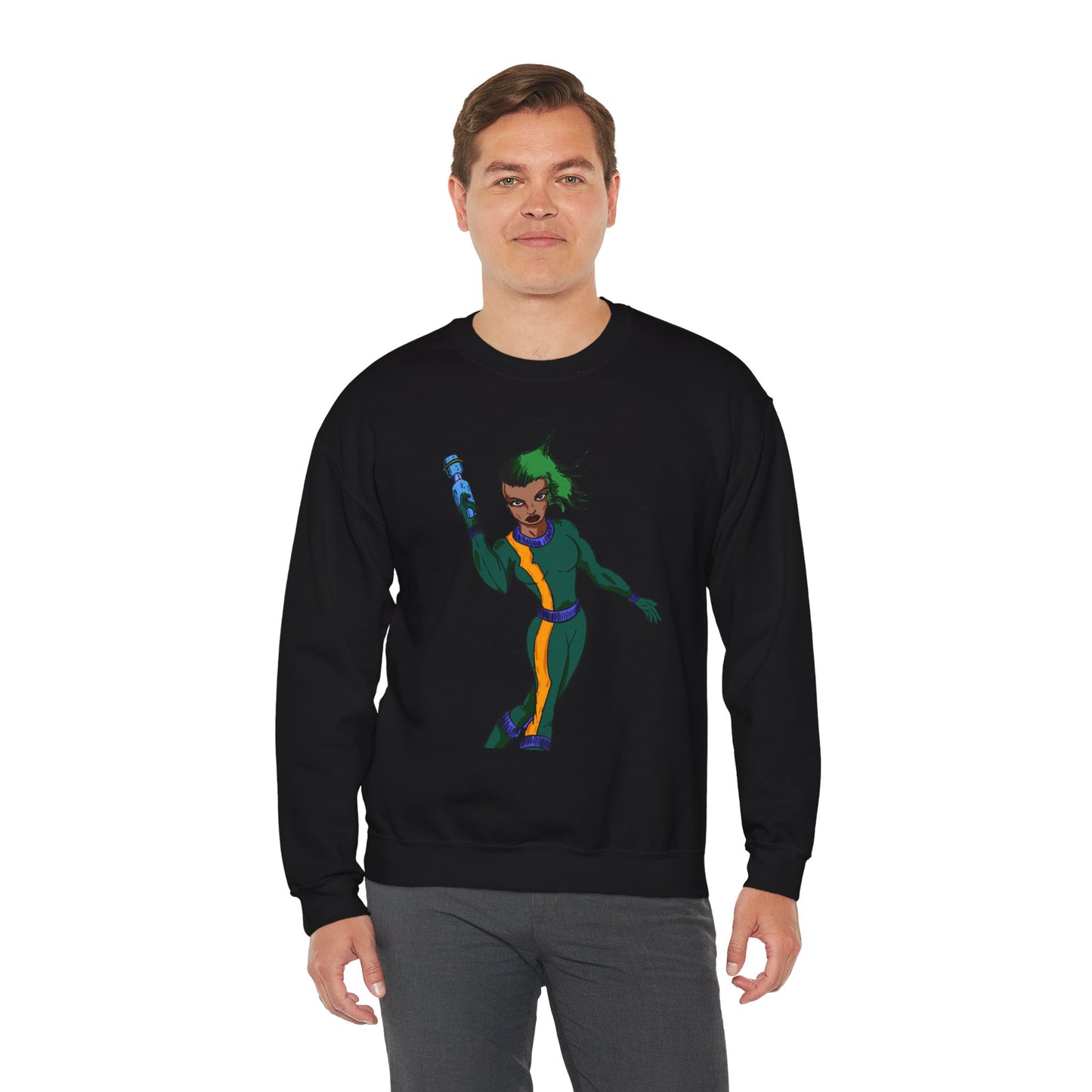 Heroic Vibes Crewneck Sweatshirt with Bold Design