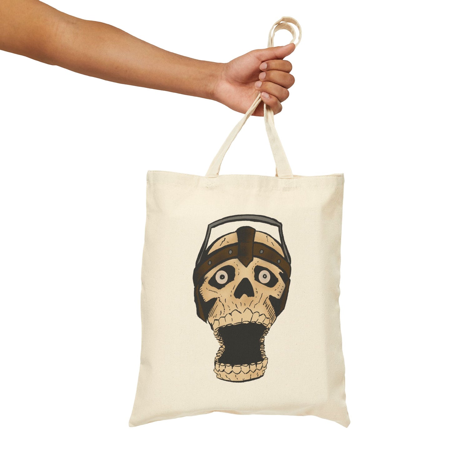 Screaming Skull Canvas Tote Bag — Retro Electrified Skull Design
