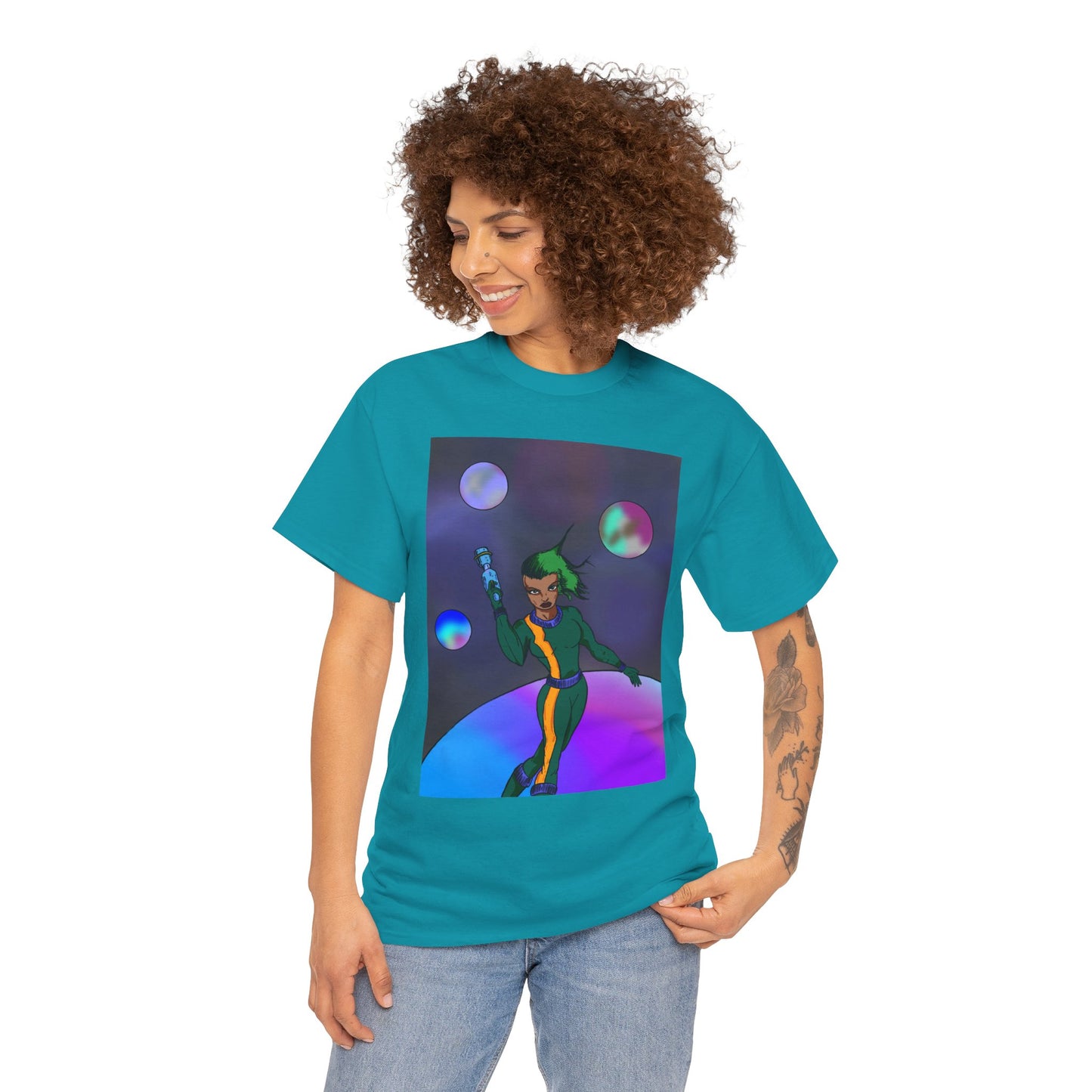 Cosmic Hero Vibe Tee - Unisex Heavy Cotton Tee, Space Art Shirt, Retro Sci-Fi T-Shirt, Gift for Space Lovers, Unique Graphic Tee