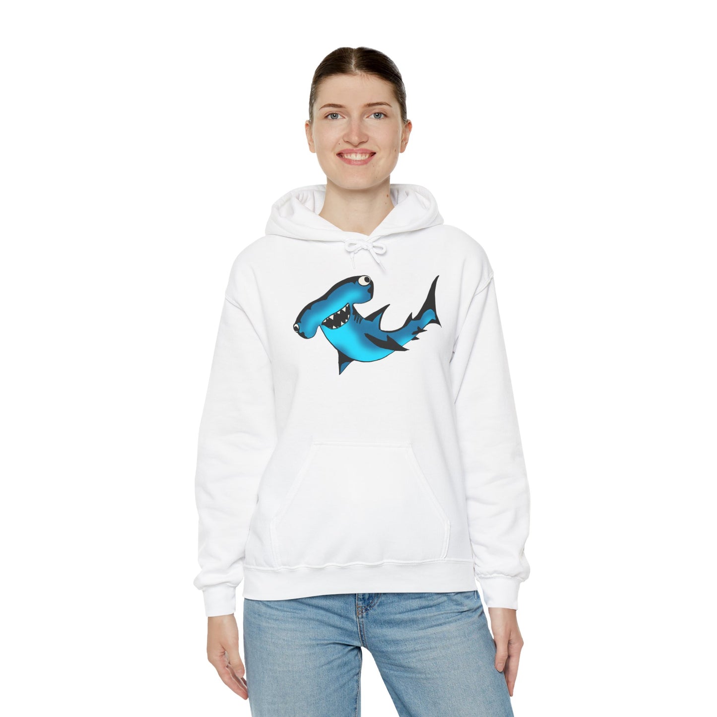 Harley Hammerhead Shark Design Unisex Hooded Sweatshirt, Funny Gift for Ocean Lovers, Casual Wear, Beach Days, Unique Apparel, Birthday Present